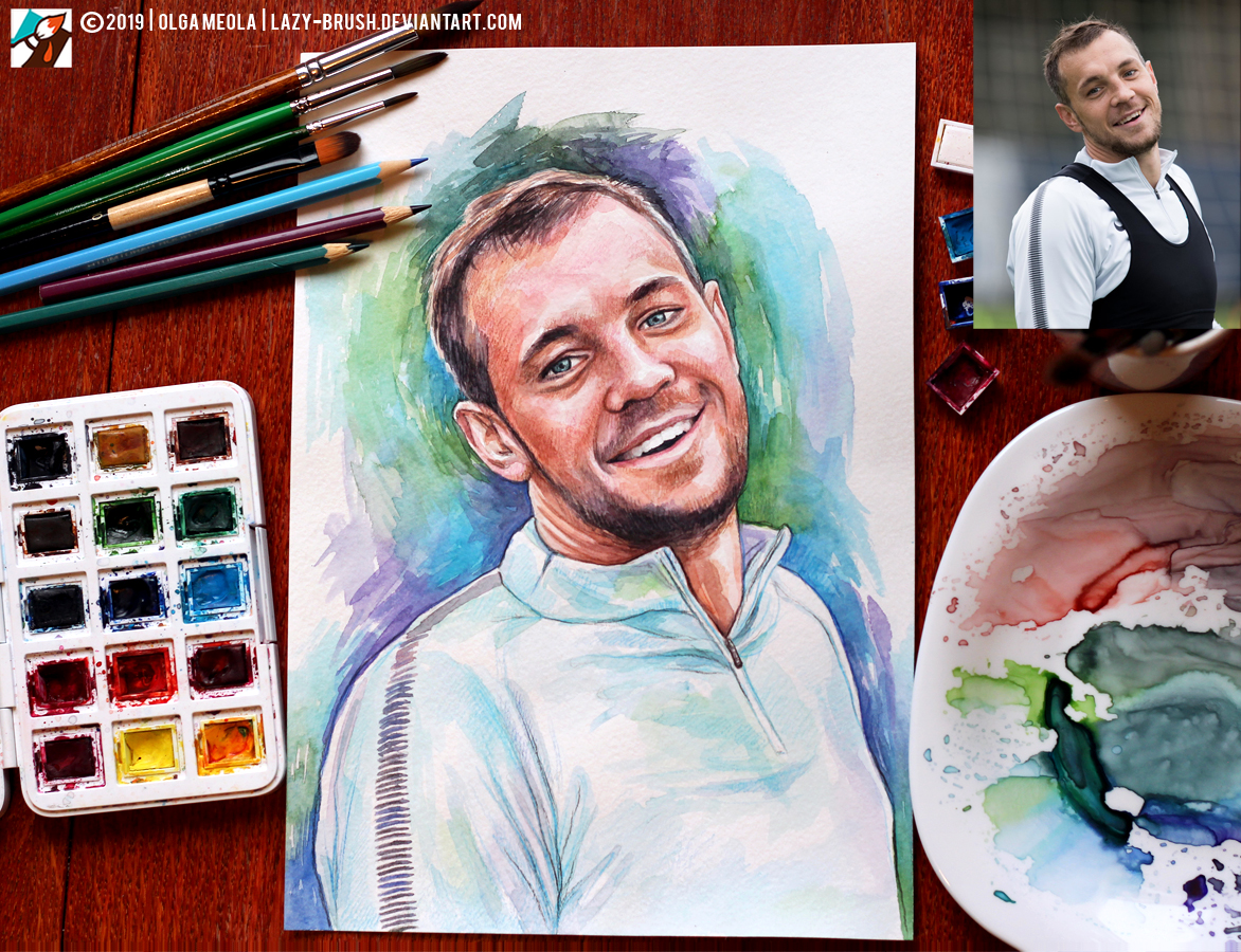 Portrait of Artem Dzyuba (photo vs portrait) by lazy-brush