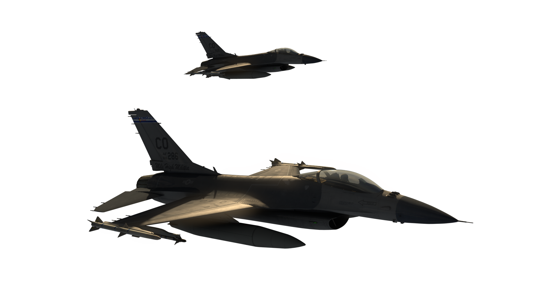 F-16 pair flying sunset FREE USE!