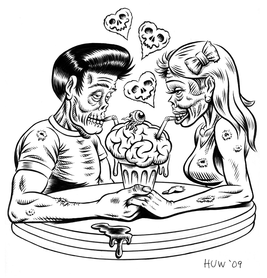 Zombie Couple Inks by Huwman