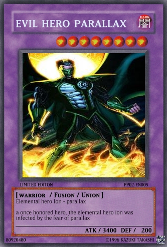 Evil hero parallax card