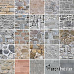 25 Seamless Stone Wall Textures by architwister