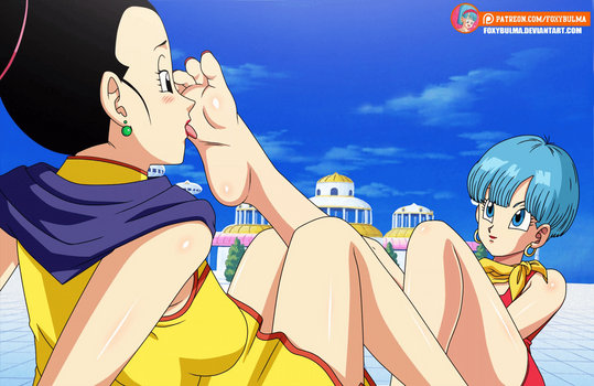 Chi-Chi worshipping Bulma's feet - GIF Animation