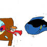 animated fish characters beating up Pingo