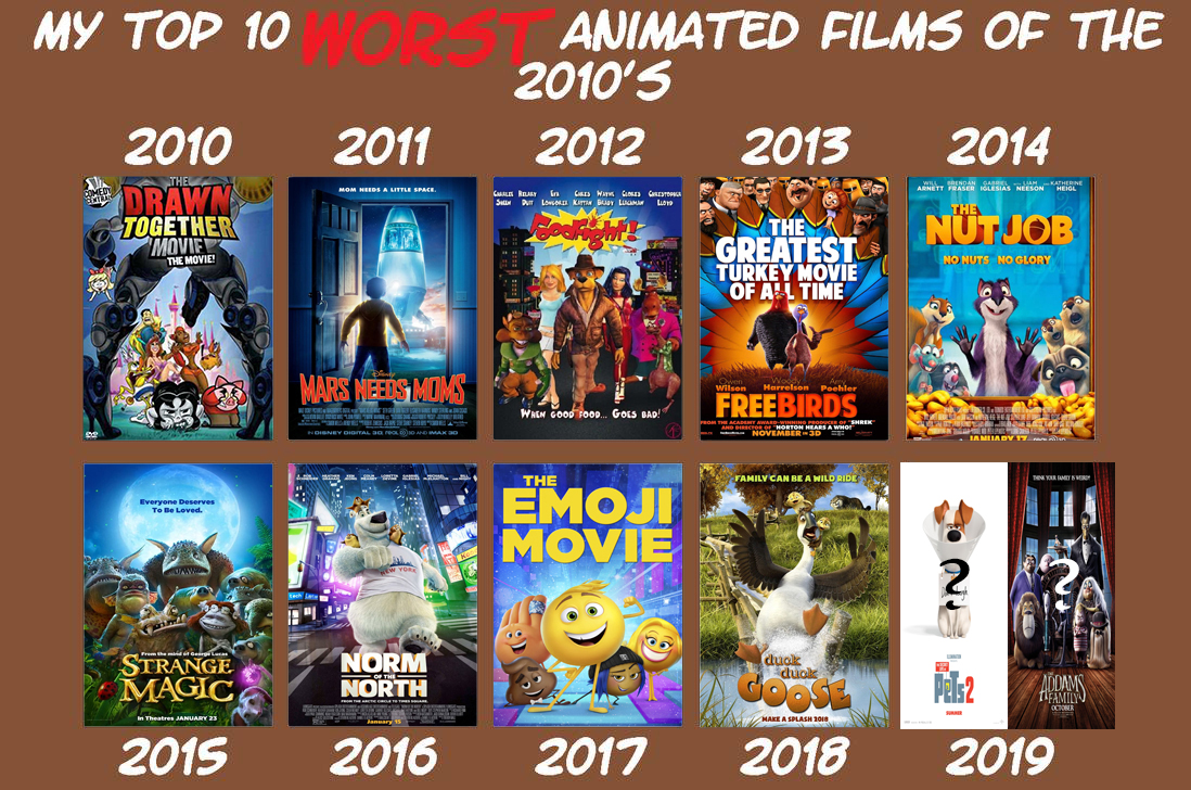 Worst animated movies of the 2010s by year by thearist2013 on DeviantArt