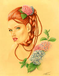 Woman of Hydrangeas