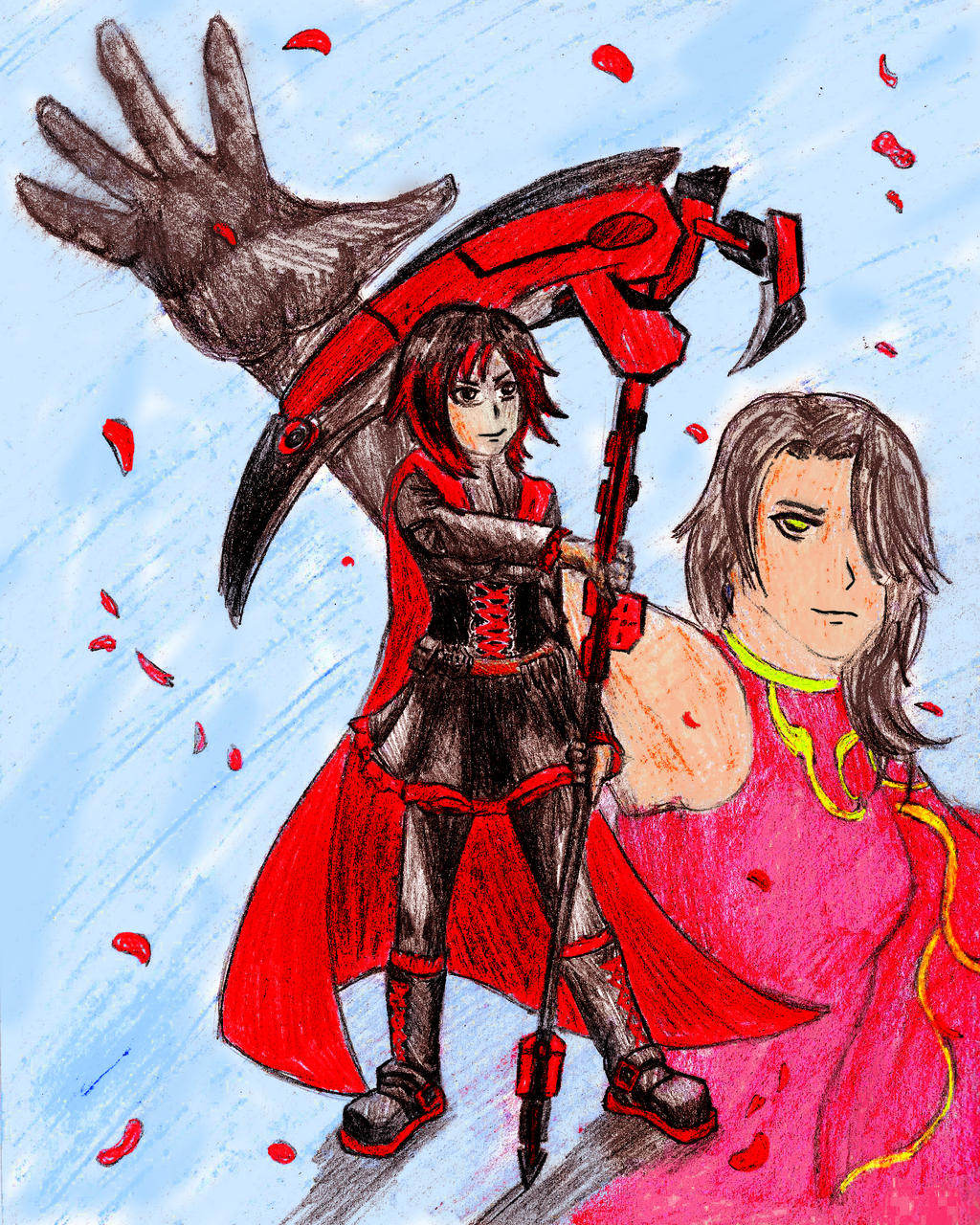 Ruby Cinder Rwby (Ruby Rose and Cinder) - Art Trade by RearRabbit on DeviantArt