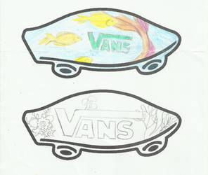 Vans logo design for Sea/Flower themed surfboard.