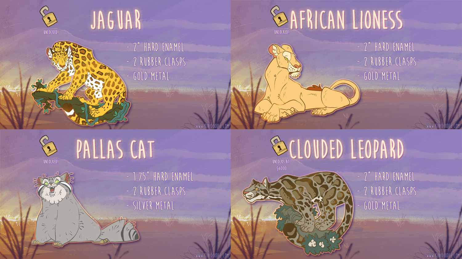 Big and Wild Cats Pin Kickstarter Update 1 by kiki-doodle