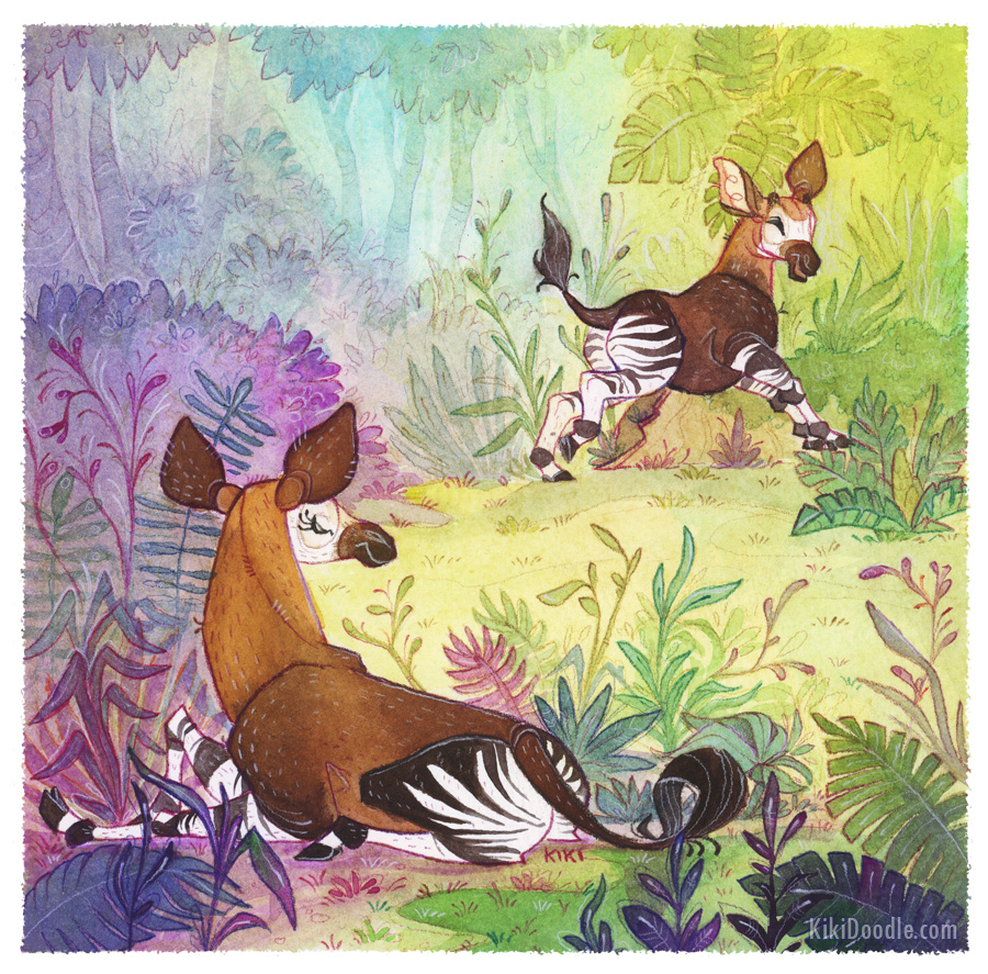 Okapi Family by kiki-doodle on DeviantArt