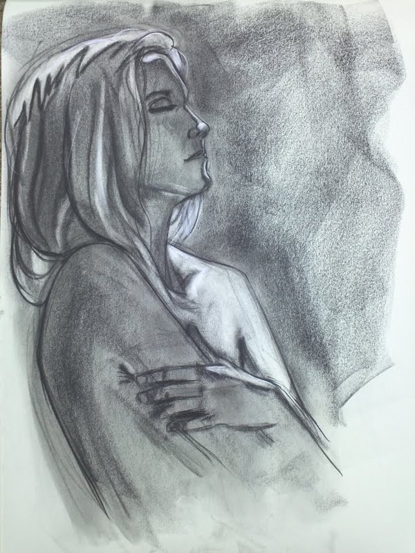 Live Model Charcoal Drawing