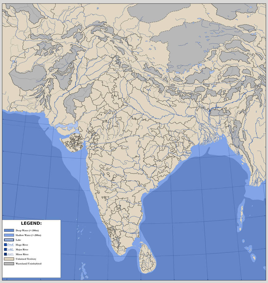 Indian Subcontinent Base Map + Borders by docRoboRobert on DeviantArt