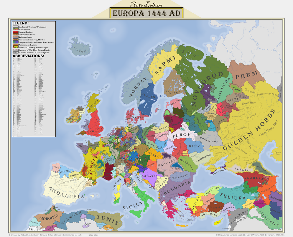 Ante Bellum Map Of Europe 1444 AD By DocRoboRobert On DeviantArt ante-bellum-map-of-europe-1444-ad-by-docroborobert-on-deviantart