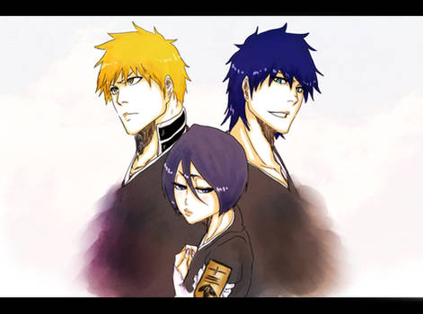 Ichigo, Rukia and Kaien.