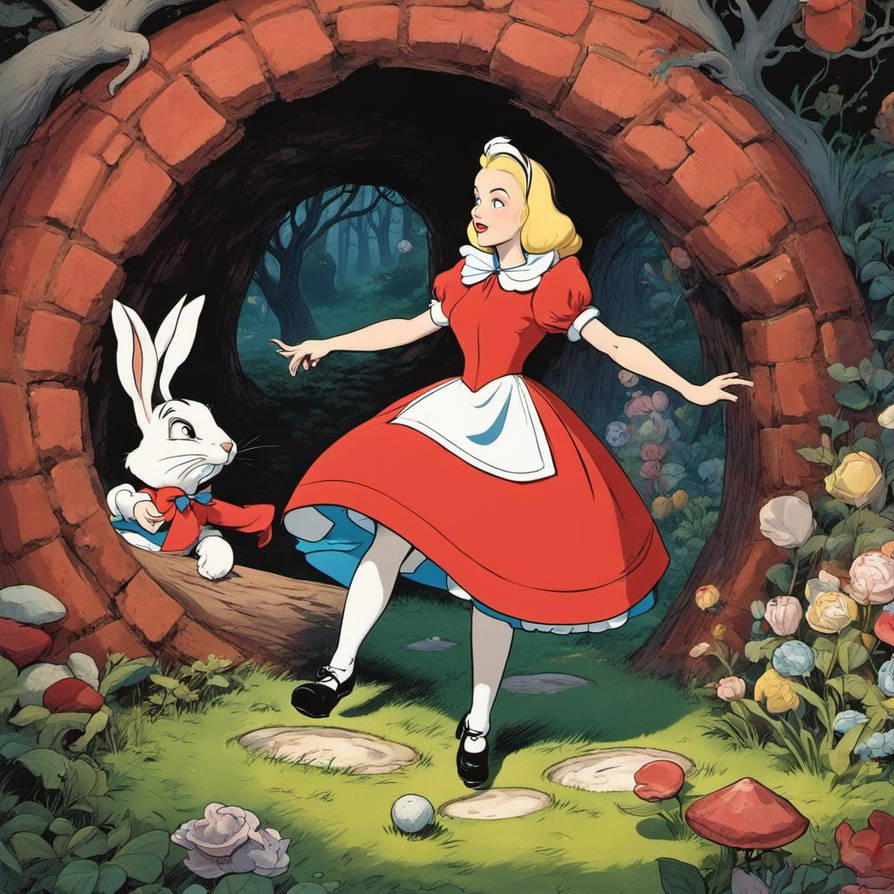 Alice Following Rabbit ALice and the White Rabbit... ALice in Red. by K2-REAPER on DeviantArt