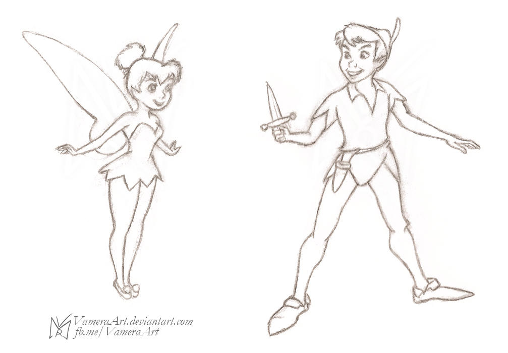 Peter Pan and (giant) Tinkerbell by VameraArt on DeviantArt