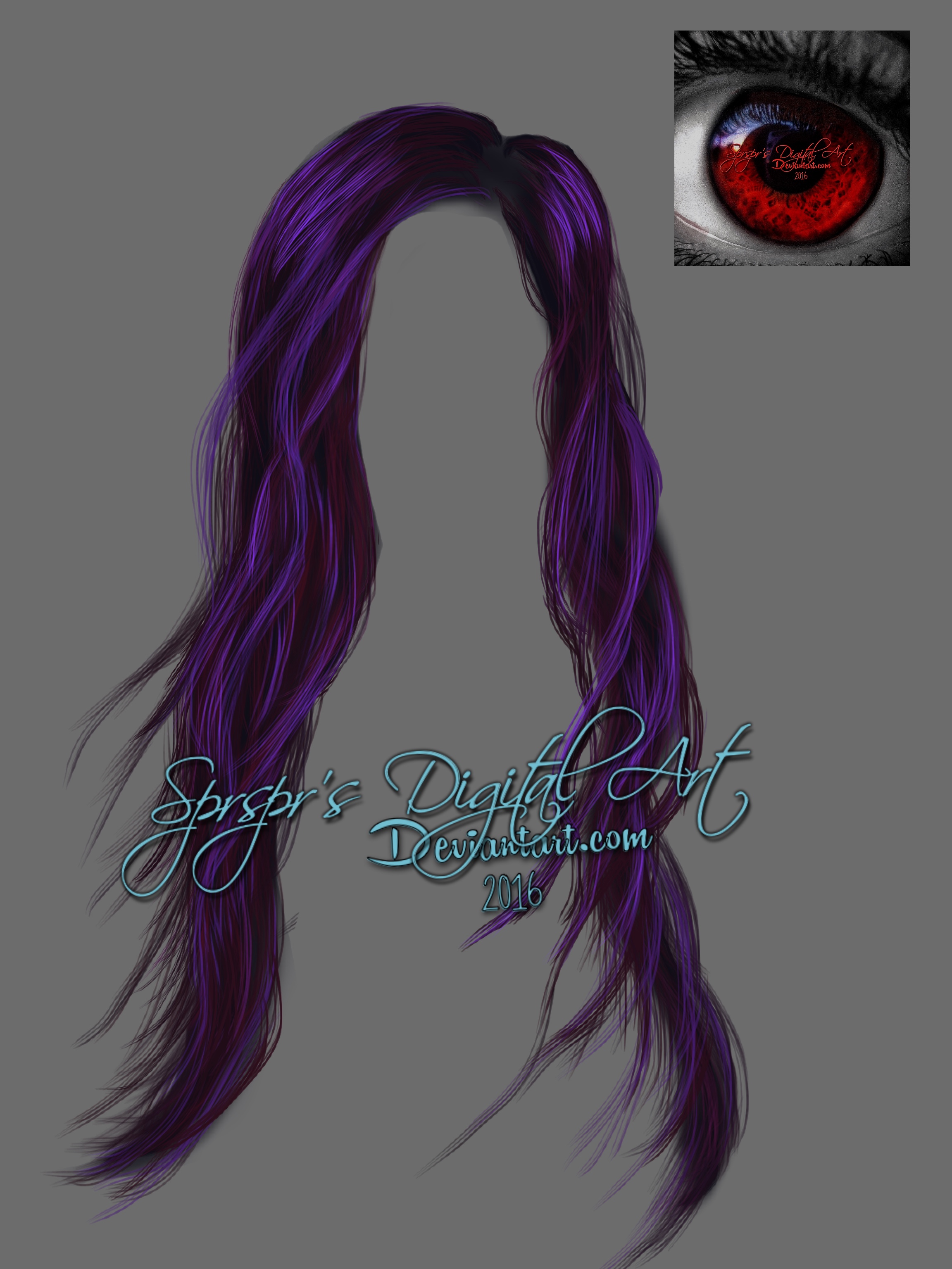 Purple hair stock