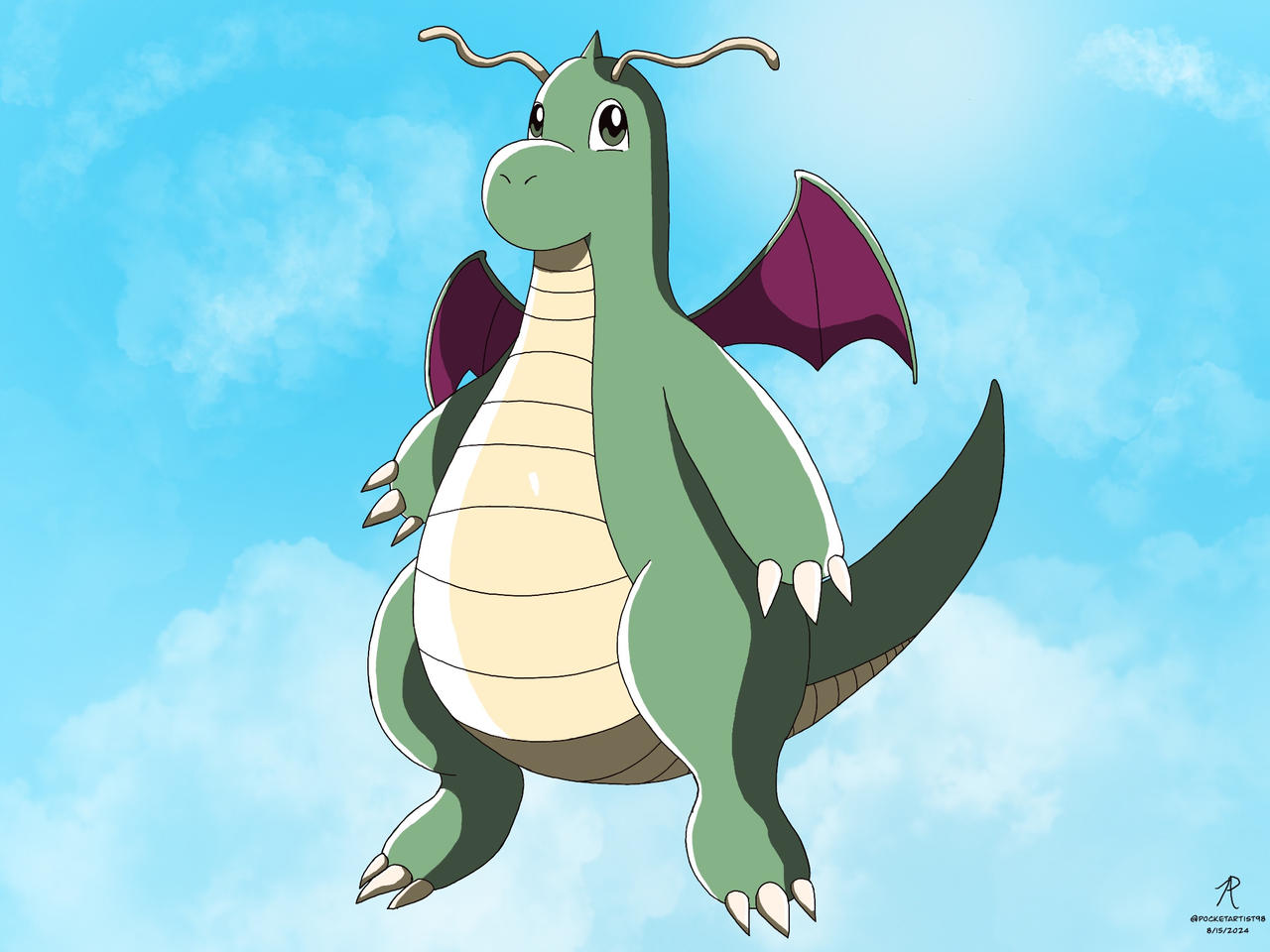 Shiny Dragonite by Pocket-Artist on DeviantArt