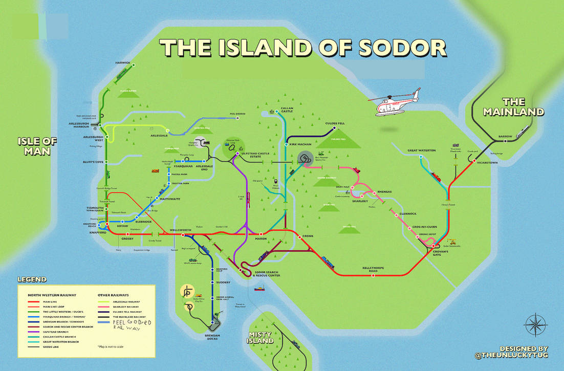 Island of Sodor Map According to TNWRT by ChrisTheFurret on DeviantArt