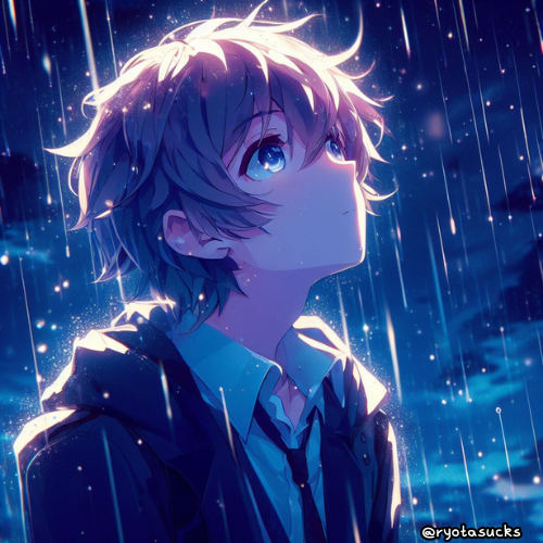 Premium AI Image  Anime boy with blue eyes looking up at the sky