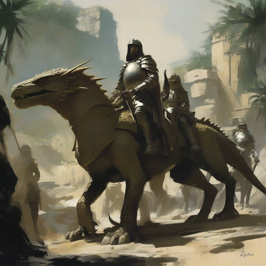 Knight Riding Alligator knight on reptile mount by realbirdman23 on DeviantArt