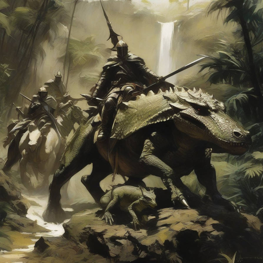 knights on reptile mount by realbirdman23 on DeviantArt