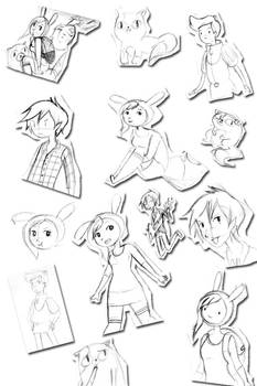 Cake and Fionna Sketch Dump