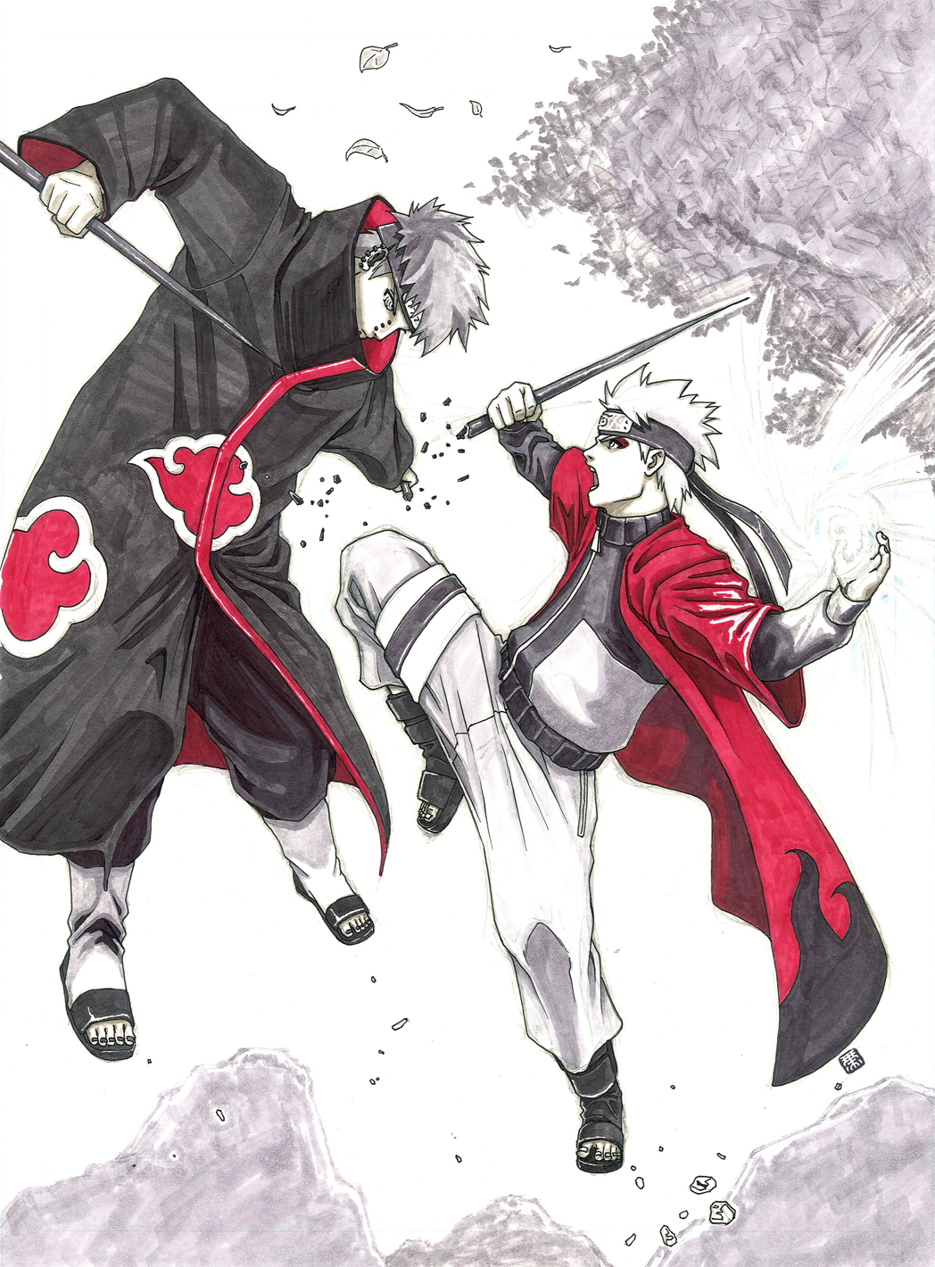 Desenho Naruto vs Pain by llucass on DeviantArt