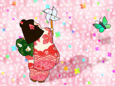 Kokeshi Catching Butterfly