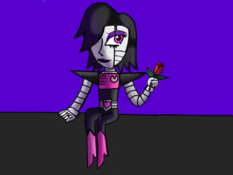 Mettaton sitting with a rose