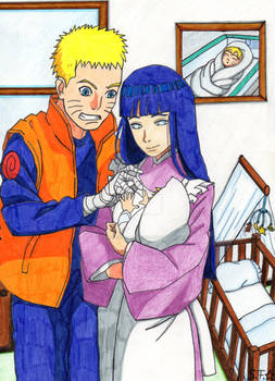 Naruto und Hinata mit Baby Bolt