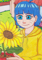 Himawari mit einer Sonnenblume