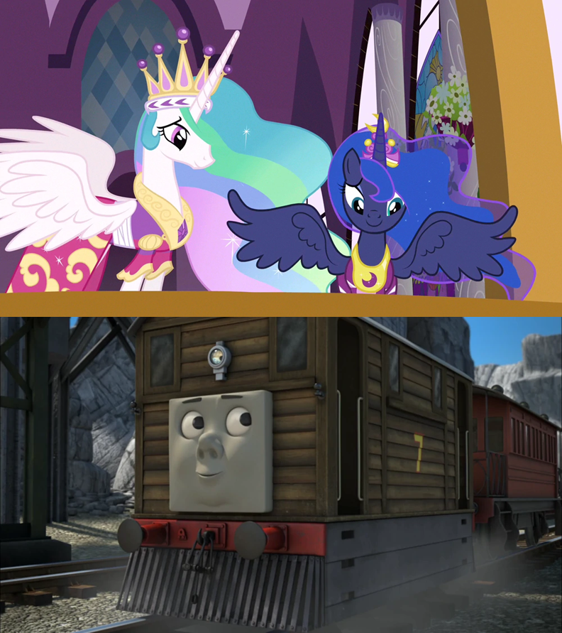 Celestia and Luna Adore Toby the Tram Engine by 612-STEAMIE on DeviantArt