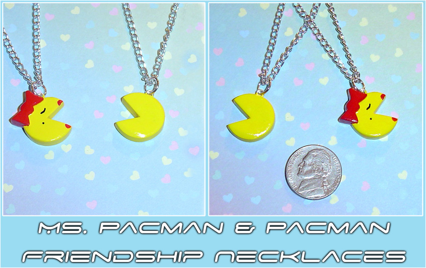 Ms Pacman and Pacman Necklaces