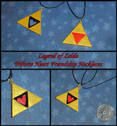 Zelda - Friendship Triforce Heart Necklace Set