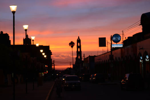 small town sunset