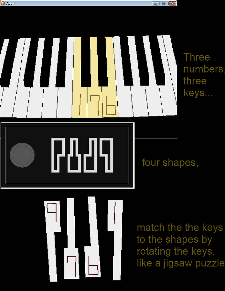 Ao oni part 1 piano puzzle and basement key
