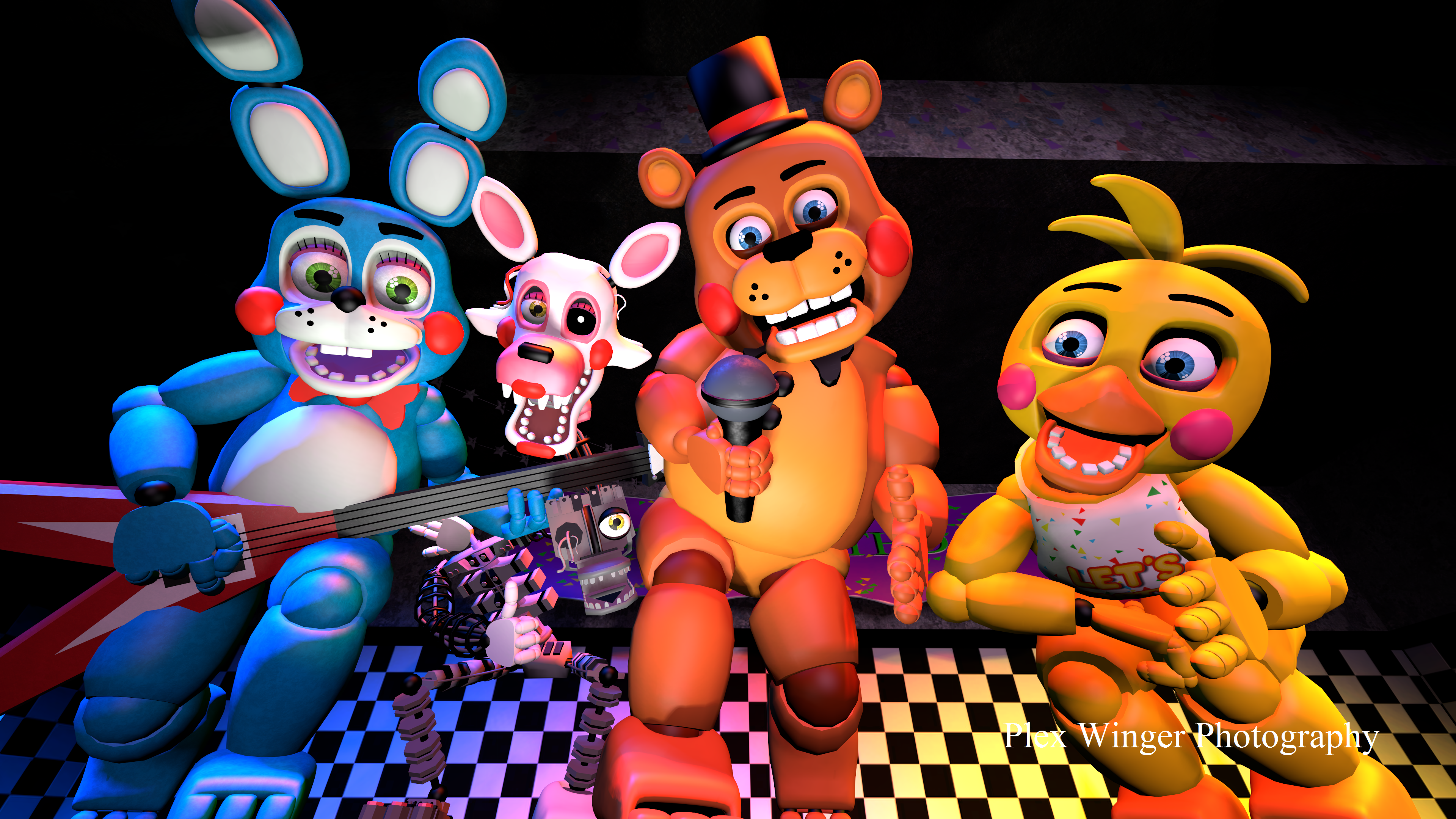 Toy Freddy, Toy Bonnie, Toy Chica, Mangle poster by PlexWinger on DeviantArt