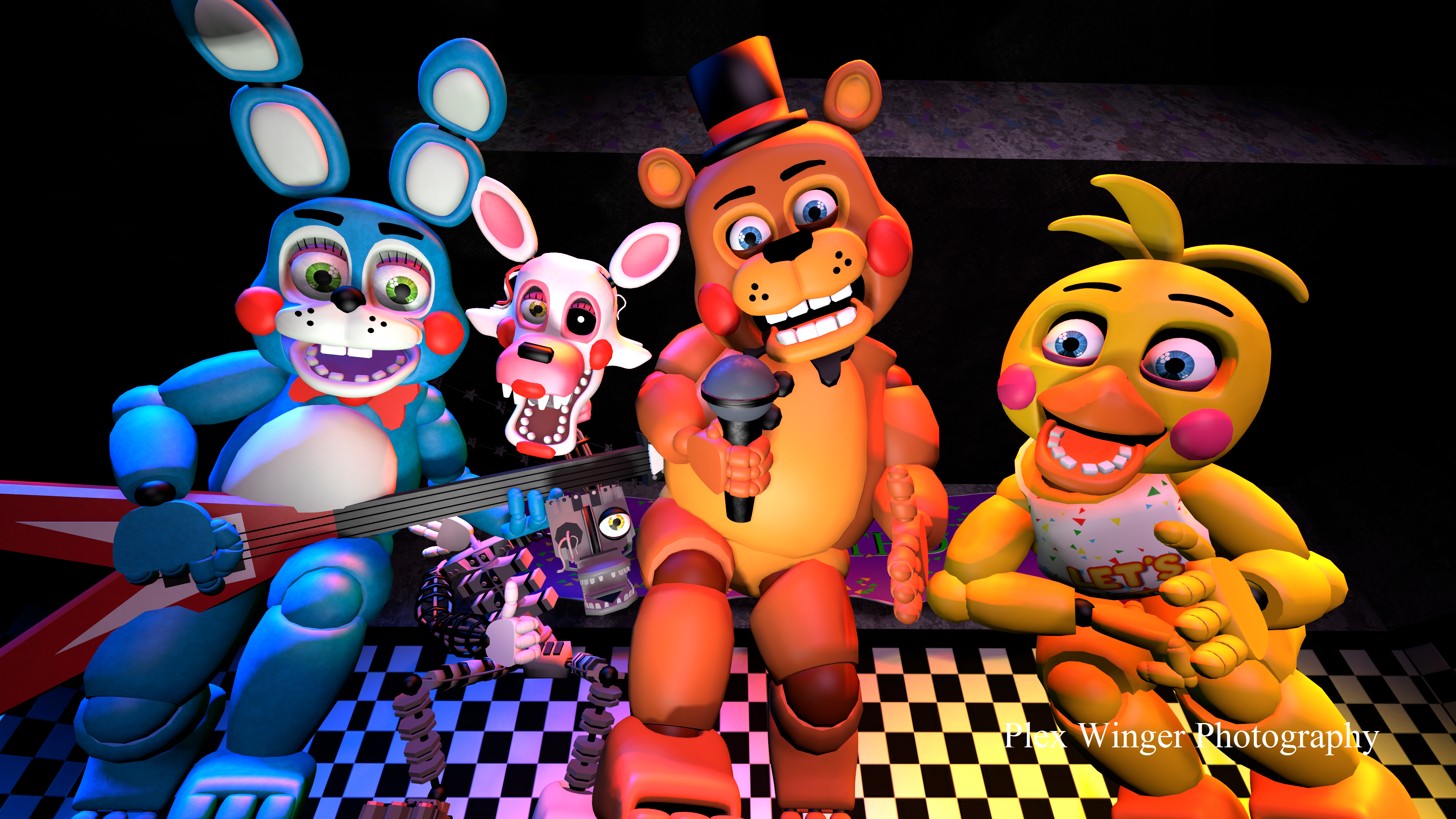 Toy Bonnie in Five Nights at Freddy's 1, toy chica fnaf 1