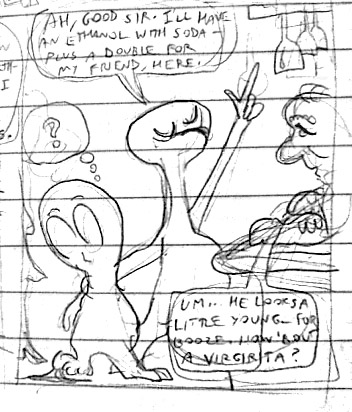 Rough for Alien comic panel 1