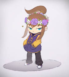 Hat kid being all smug in her metro outfit