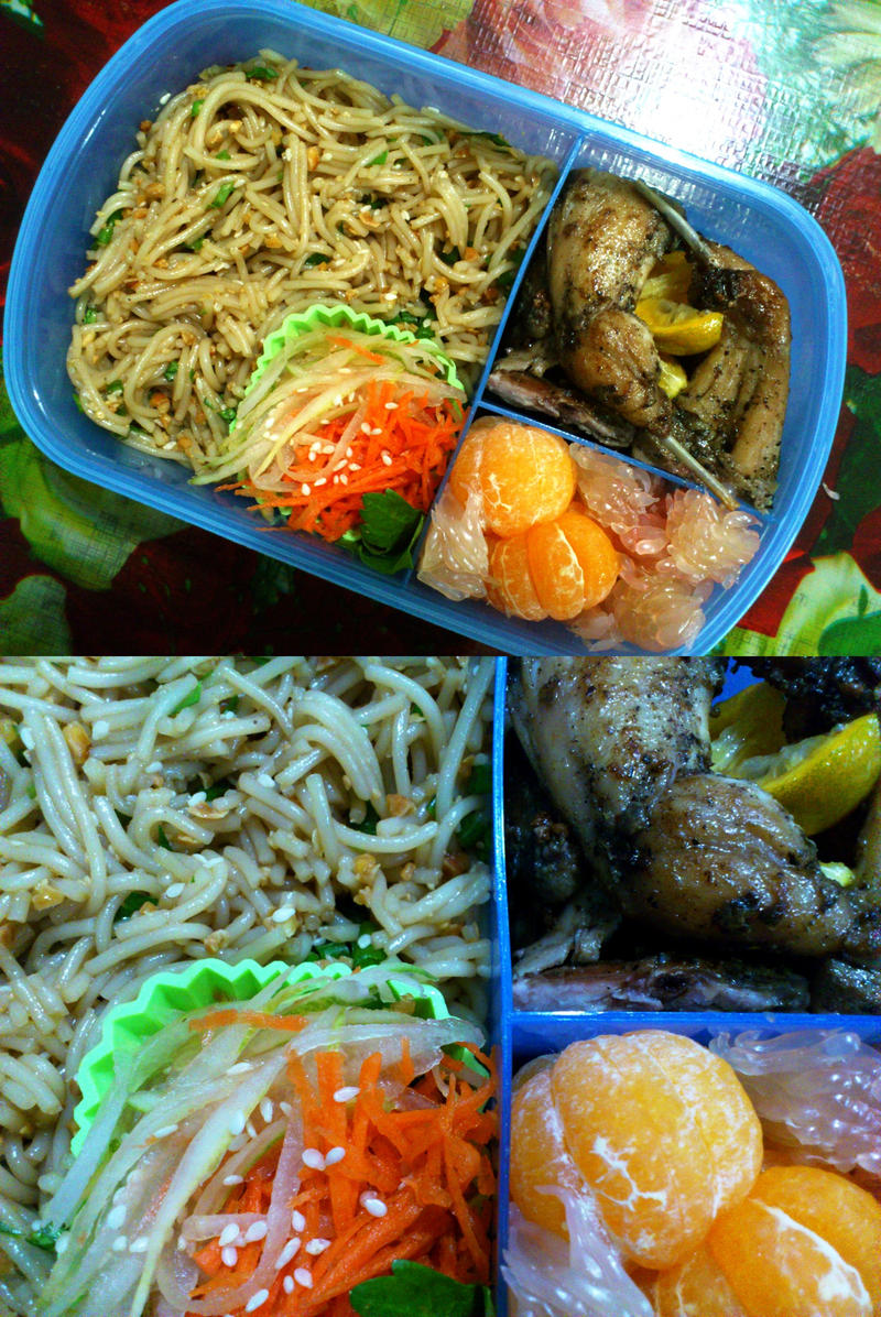 rice noodle quail orange bento