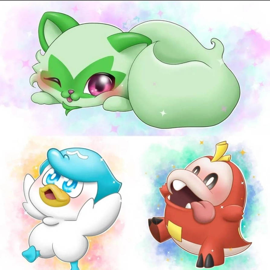Cute Sprigatito, Fuecoco and Quaxly by Elfain on DeviantArt
