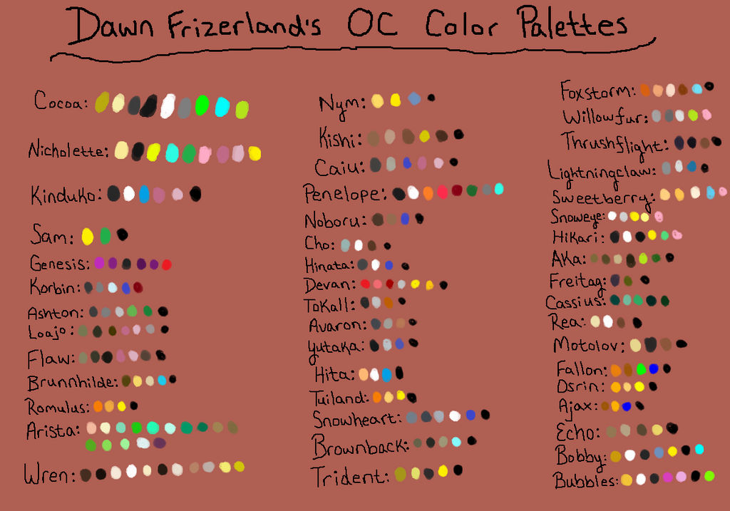 Concept Art - OC Color Palettes by CocoaPEBBLES on DeviantArt