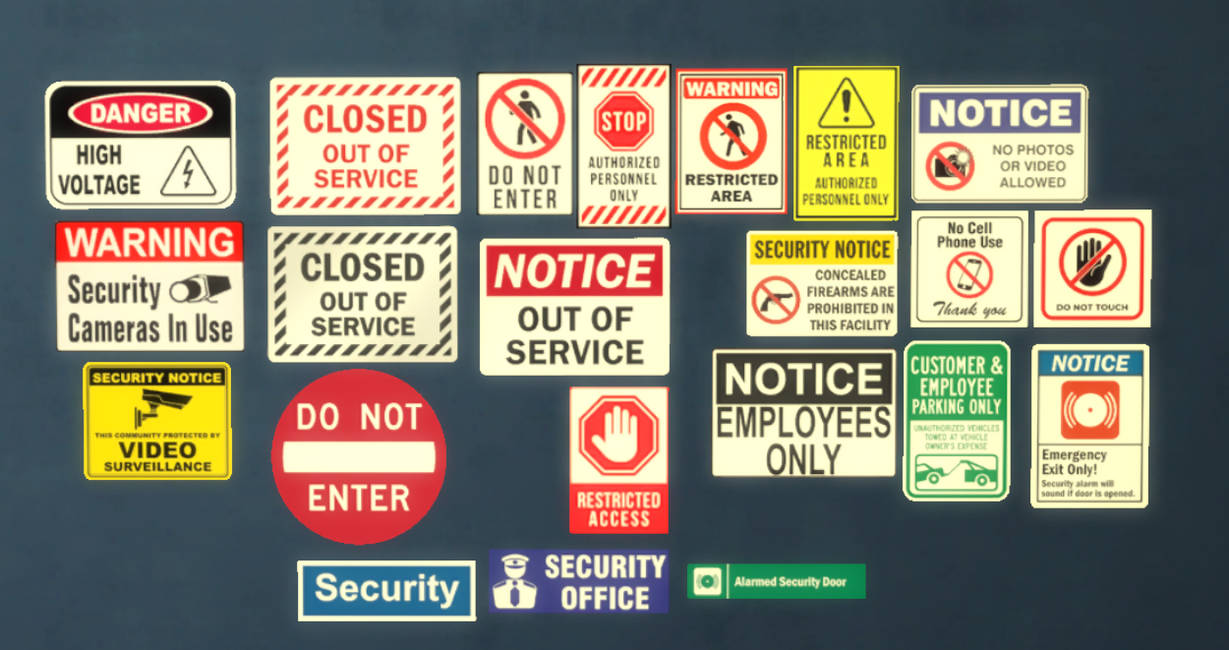 Sims 4 cc - Security Sign Wall Decals by Cryptiam on DeviantArt