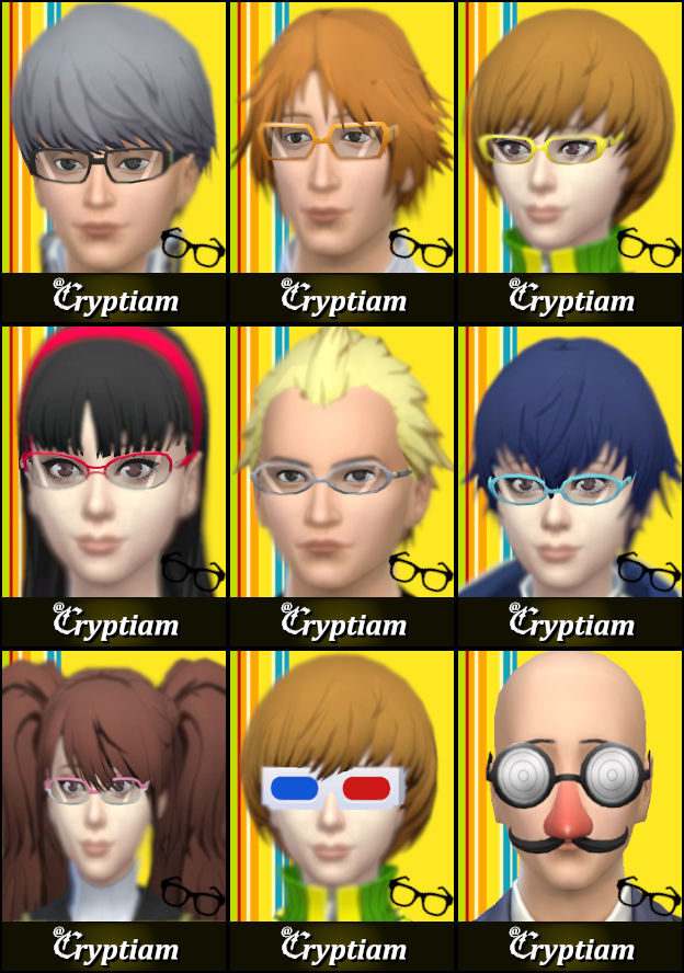 Sims 4 CC - Persona 4 Golden: TV Glasses Pack by Cryptiam on DeviantArt