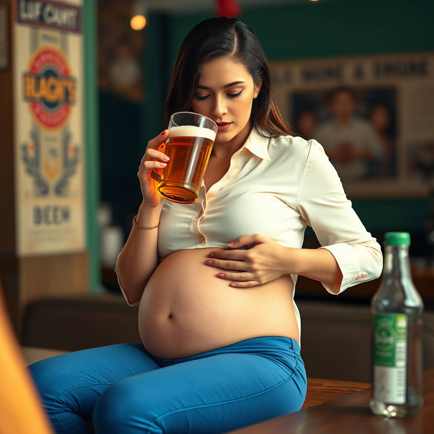 Milf Participating In An A Beer Drinking Contest W
