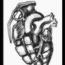 Heart Grenade Sketch Framed
