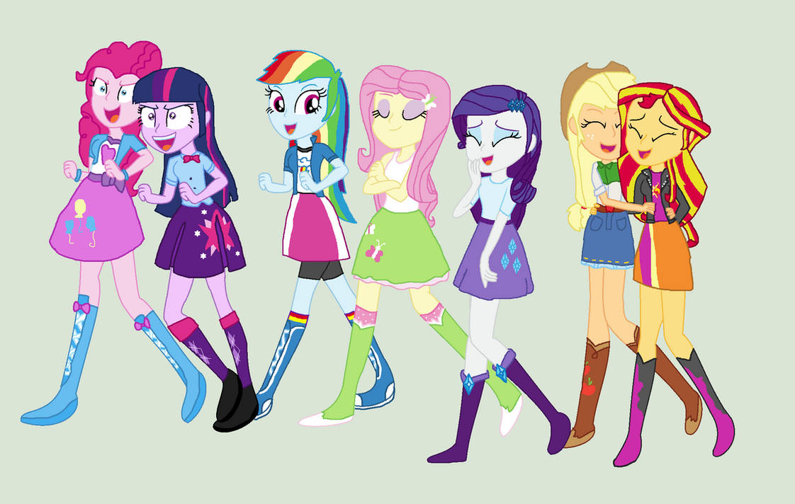 Humane 6 And Sunset Shimmer (w/ Princess Twilight) by Diana173076 on ...