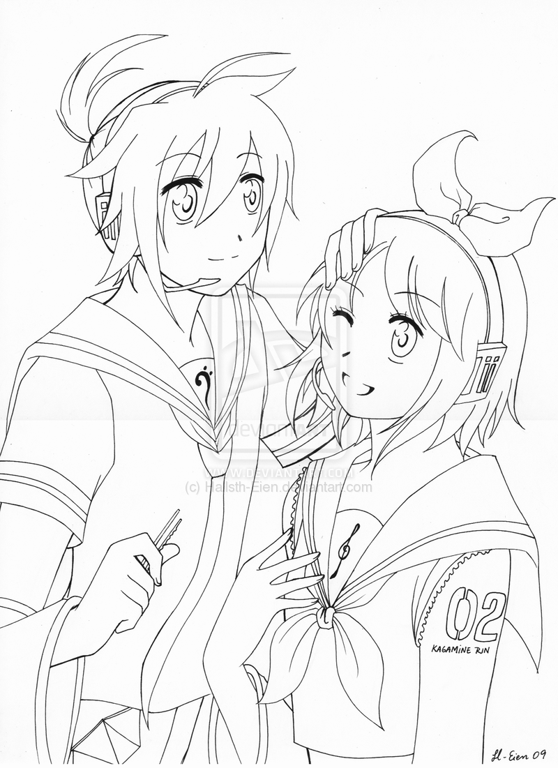 LineArt Kagamine Len and Rin