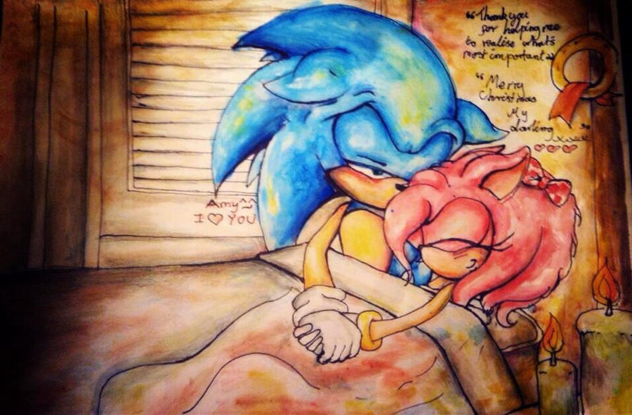 A sonic and Amy Christmas on the floor